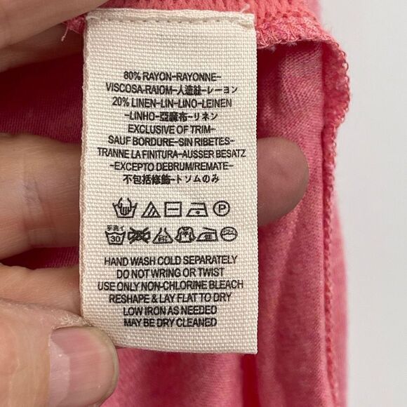 We The Free Women's Long Sleeve V-Neck Tasseled Necktie Flowy Pink Top Size S - Picture 3 of 7